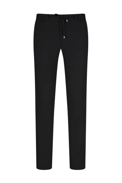 Siyah Rahat Kesim Yandan Cepli Jogger Pantolon 