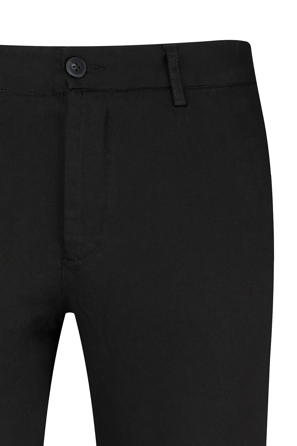 Siyah Rahat Kesim Yandan Cepli Pamuklu Kanvas Pantolon - 2