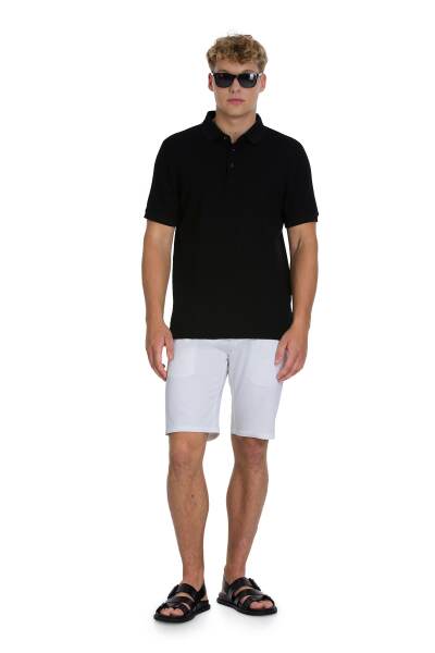 Siyah Regular Fit 100% Pamuk Polo Yaka Merserize Tişört - 2