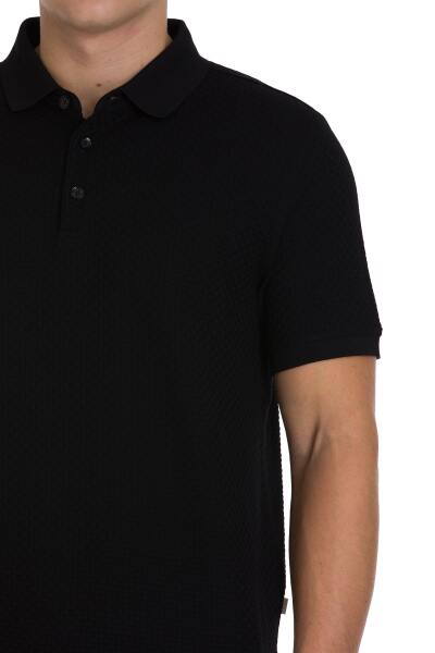 Siyah Regular Fit 100% Pamuk Polo Yaka Merserize Tişört - 4