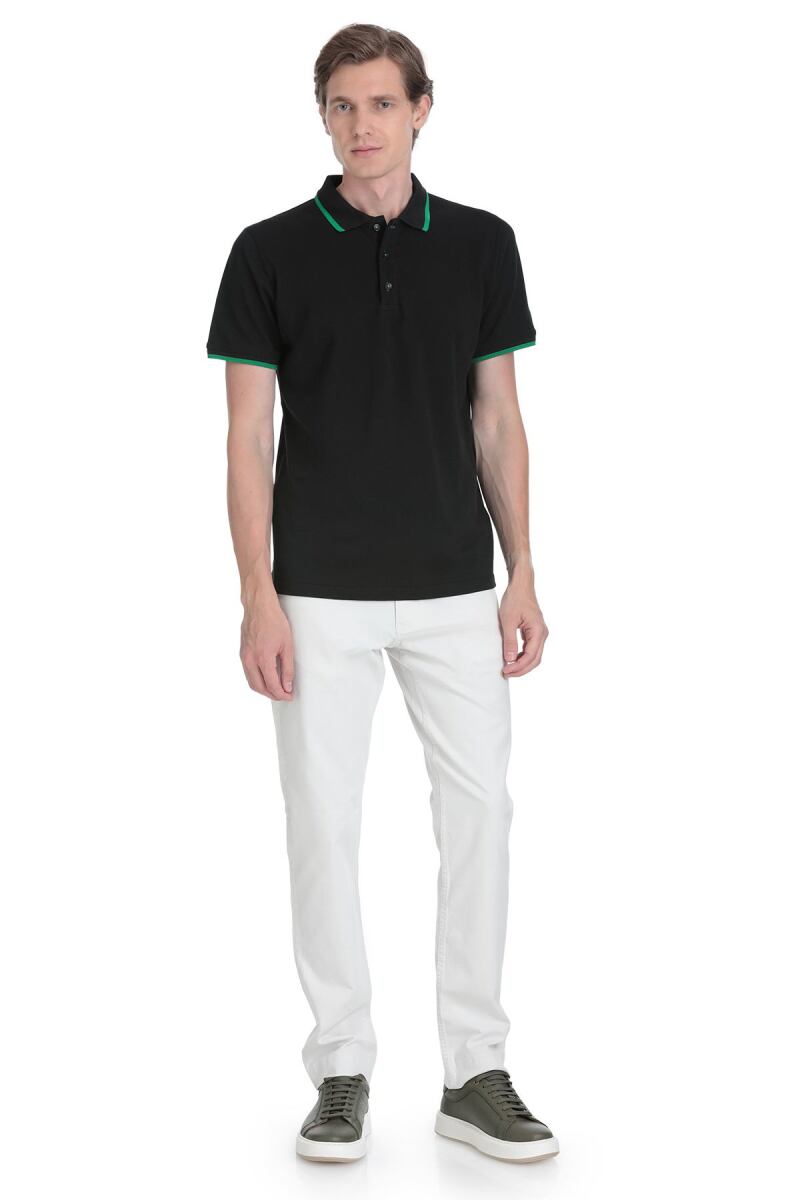 Siyah Regular Fit 100% Pamuk Polo Yaka Rayon Tişört - Saykı (1)