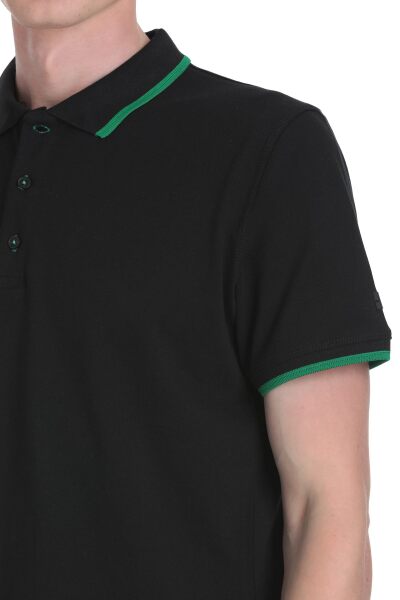 Siyah Regular Fit 100% Pamuk Polo Yaka Rayon Tişört - 4