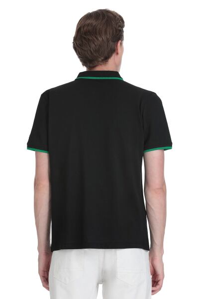 Siyah Regular Fit 100% Pamuk Polo Yaka Rayon Tişört - 5