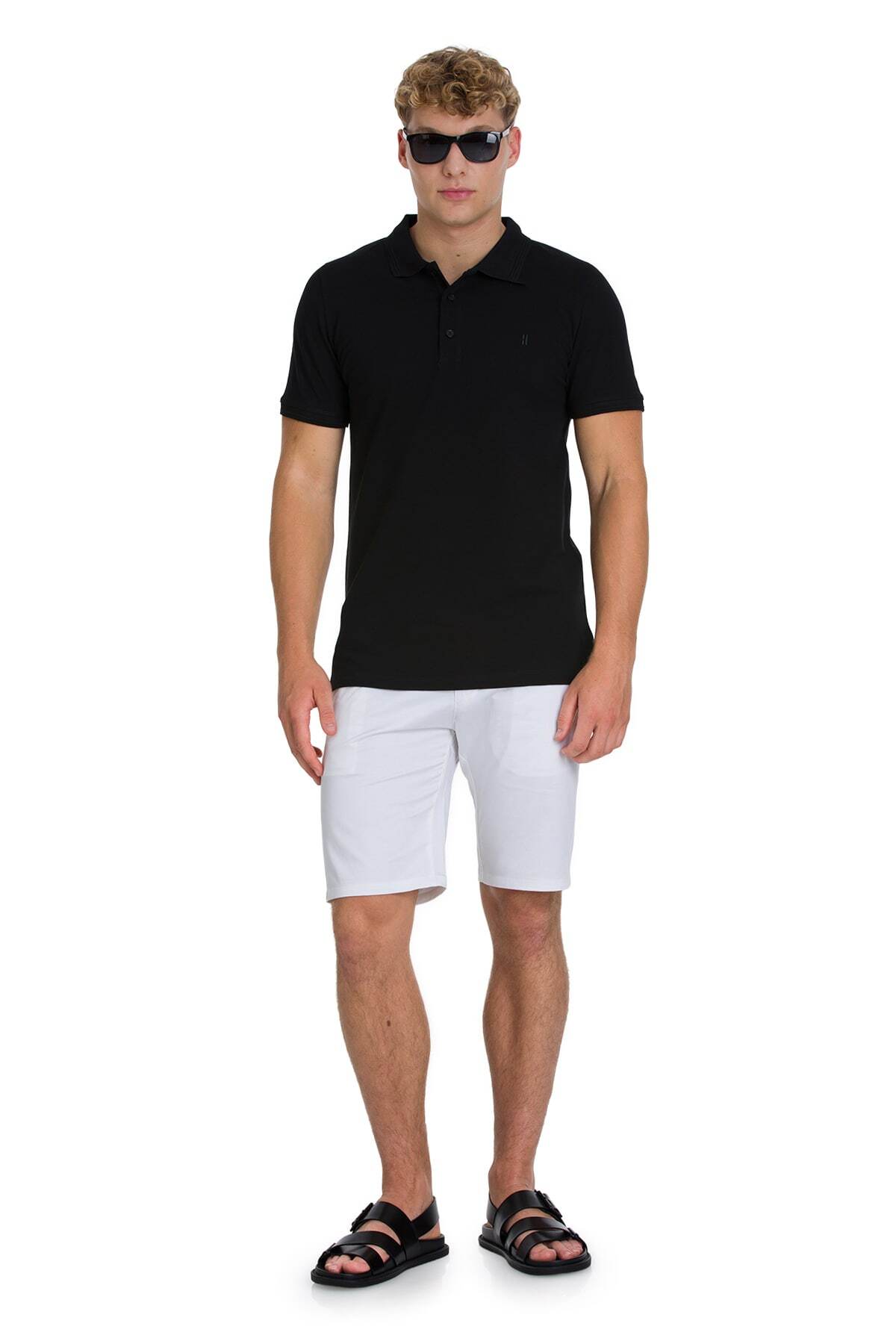 Siyah Regular Fit 100% Pamuk Kıvrılmaz Polo Yaka Tişört - 2