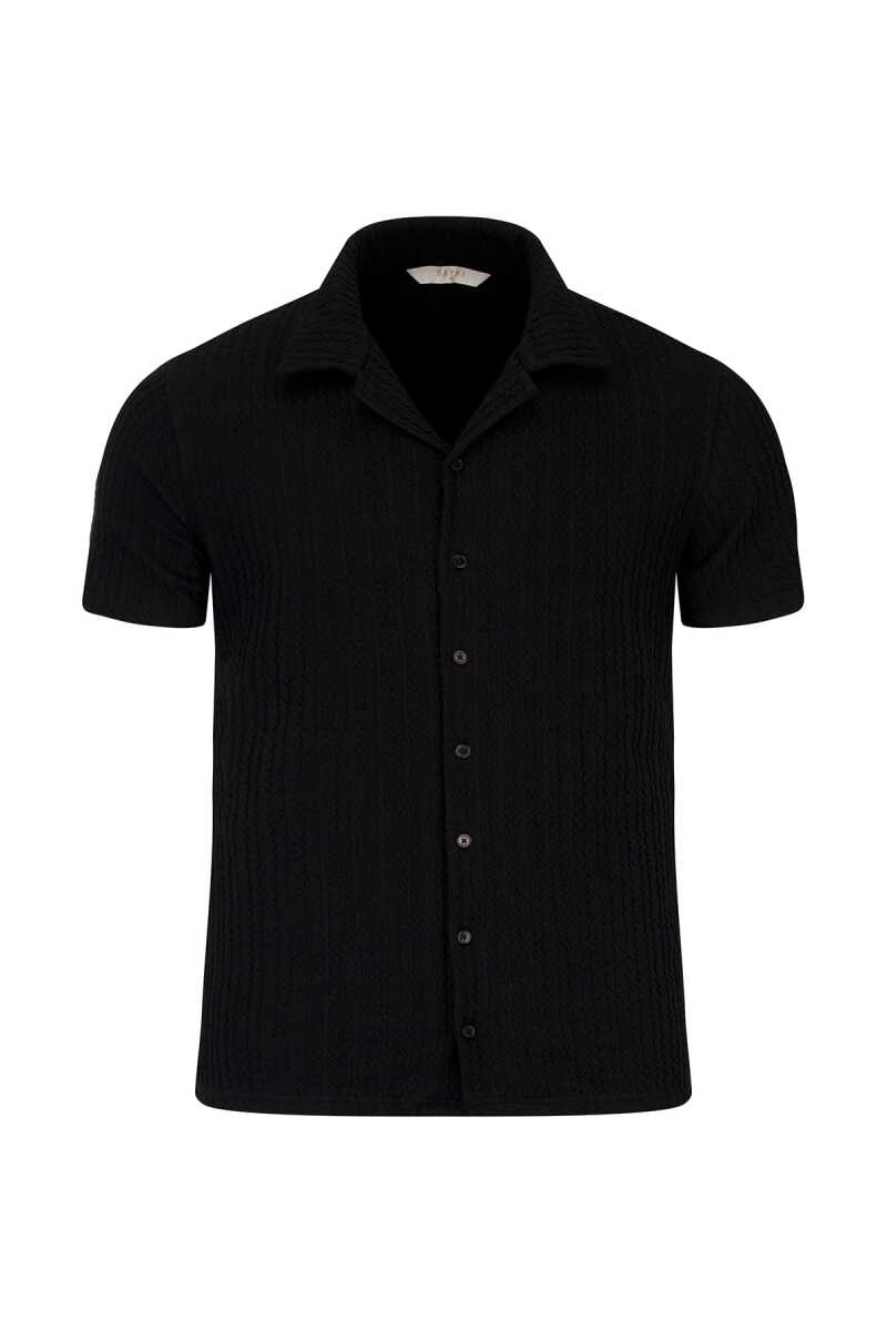 Siyah Regular Fit Apaş Yaka Gömlek