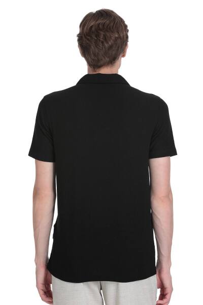 Siyah Regular Fit Apaş Yaka Gömlek - 5