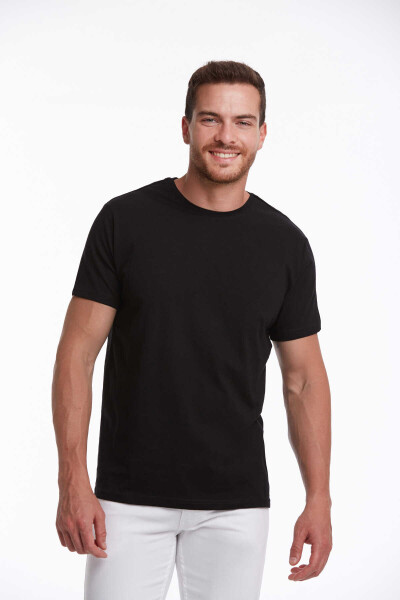 Siyah Regular Fit Bisiklet Yaka 100% Pamuk Tişört 