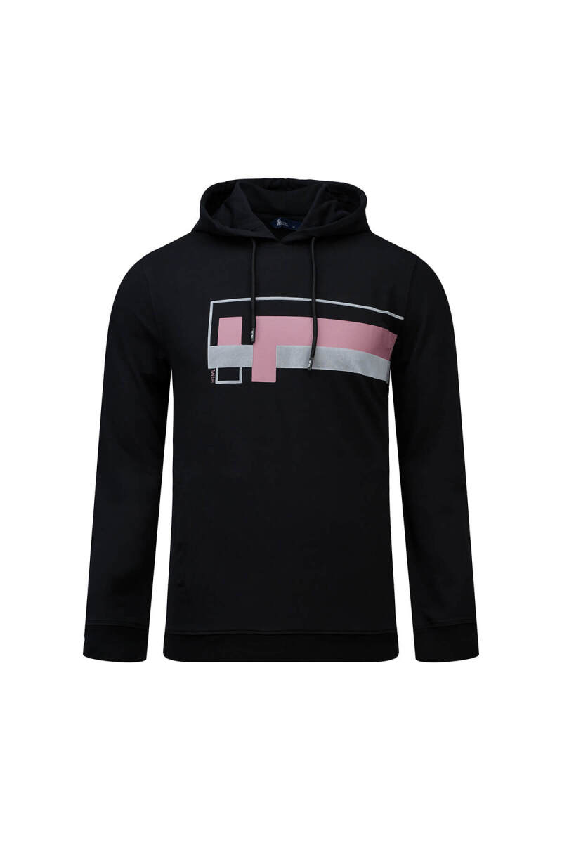 Siyah Regular Fit Baskılı Kapüşonlu Sweatshirt - HTML