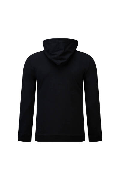 Siyah Regular Fit Baskılı Kapüşonlu Sweatshirt - 3