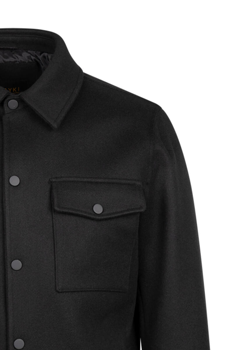 Siyah Regular Fit Uzun Kollu Erkek Gömlek Ceket - Hatem Saykı (1)