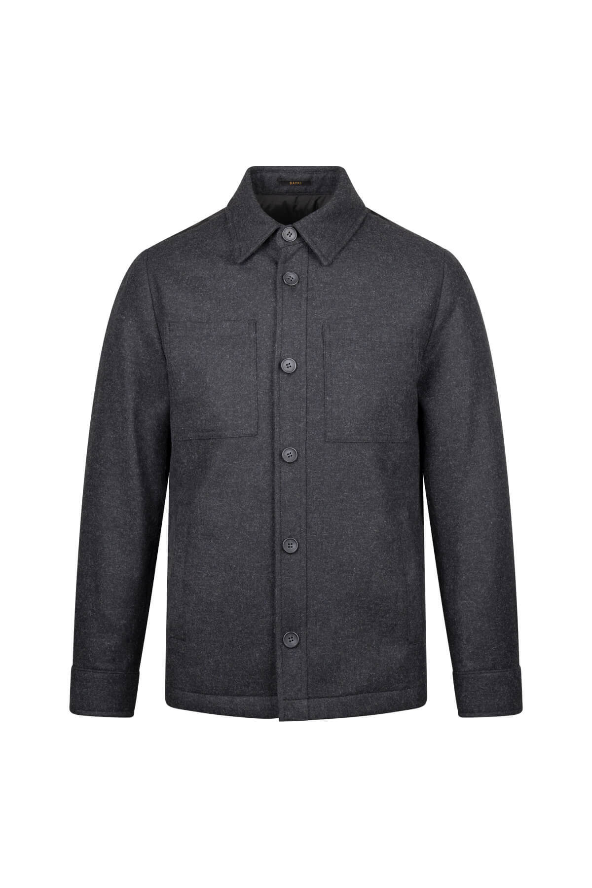 Siyah Regular Fit Yünlü Mont - 1