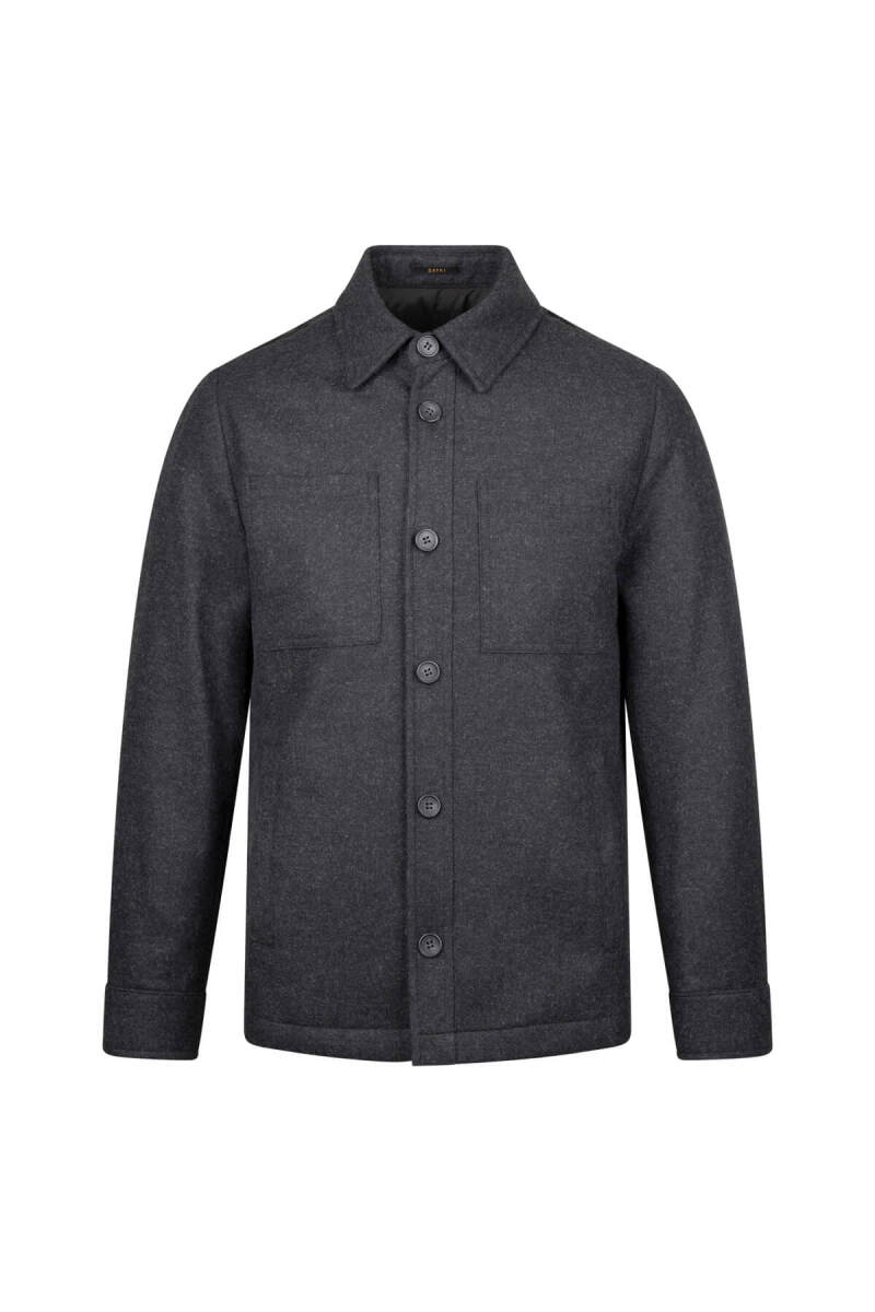 Siyah Regular Fit Yünlü Mont - Hatem Saykı