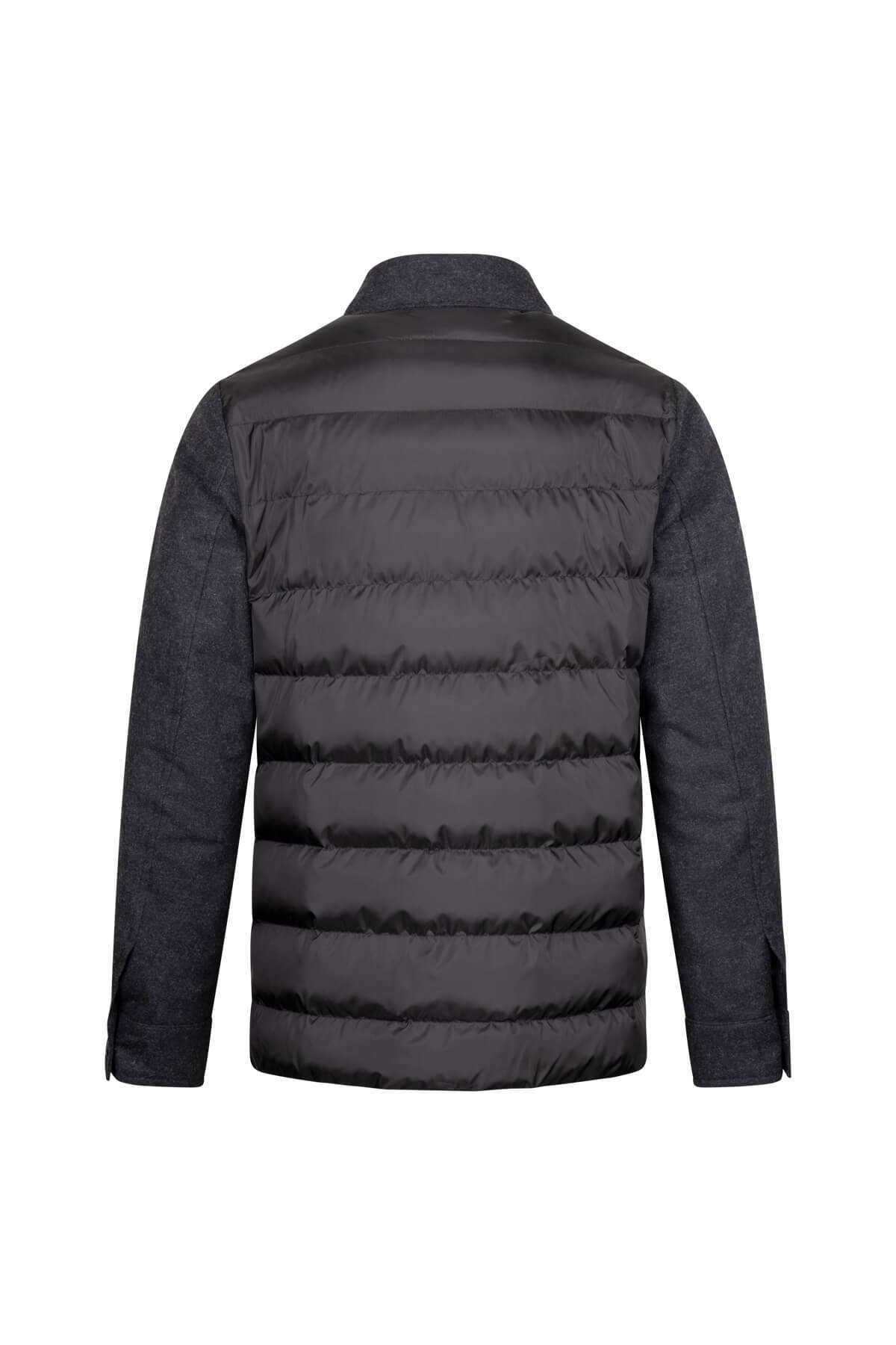 Siyah Regular Fit Yünlü Mont - 2