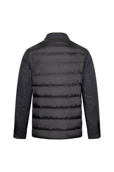 Siyah Regular Fit Yünlü Mont - 2