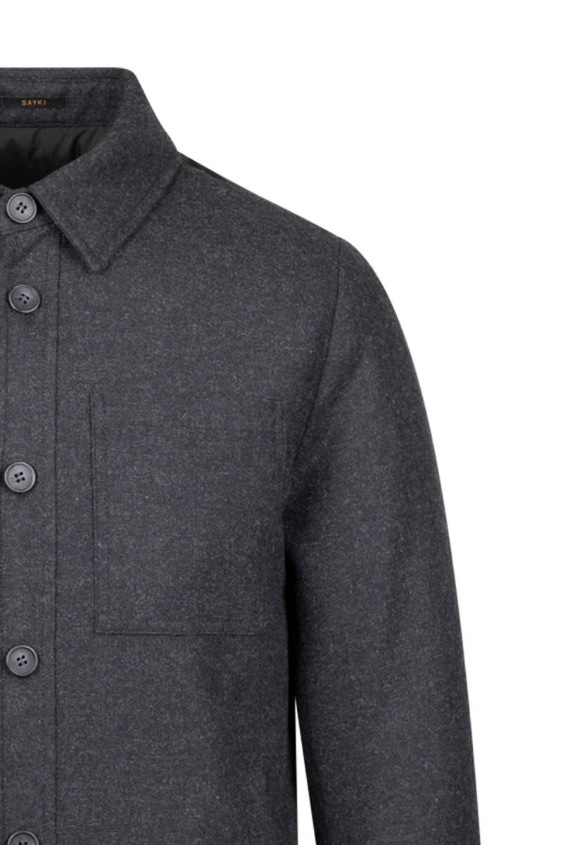 Siyah Regular Fit Yünlü Mont - Hatem Saykı (1)
