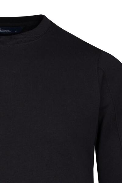 Siyah Regular Fit Bisiklet Yaka 100% Pamuk Sweatshirt - 2