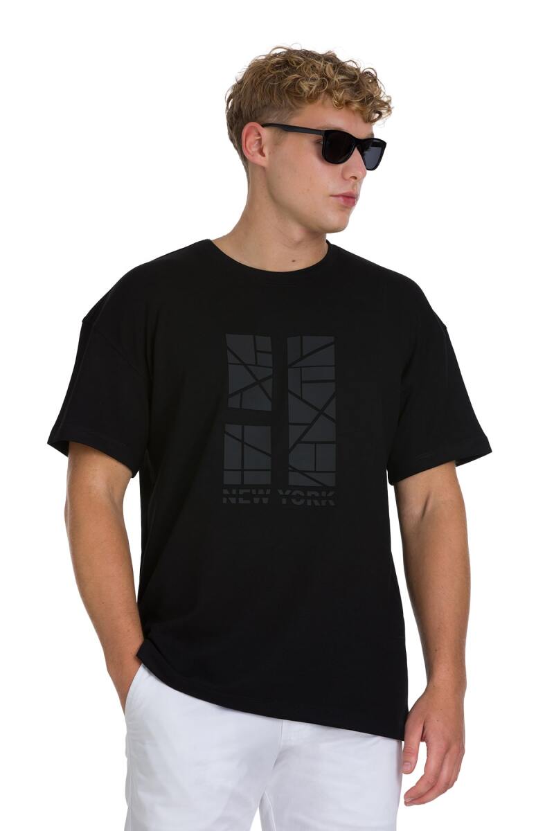 Siyah Regular Fit Bisiklet Yaka Oversize Tişört - HTML (1)