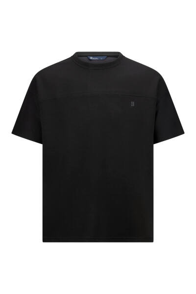 Siyah Regular Fit Bisiklet Yaka Oversize Tişört 