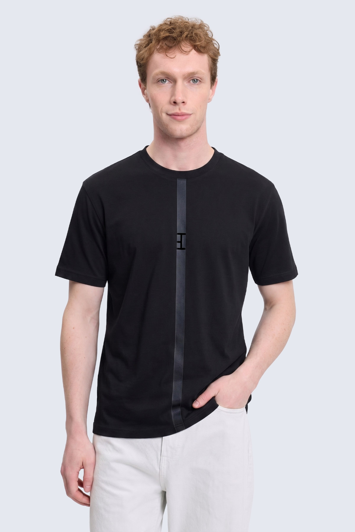 Siyah Regular Fit Bisiklet Yaka Pamuklu Basic Tişört - 1