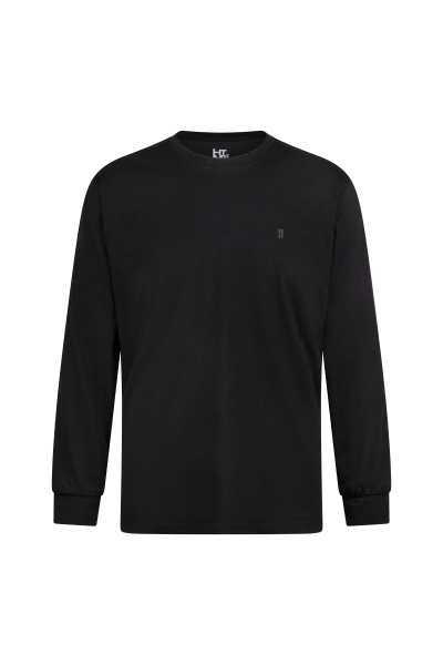 Siyah Regular Fit Bisiklet Yaka Pamuklu Sweatshirt 