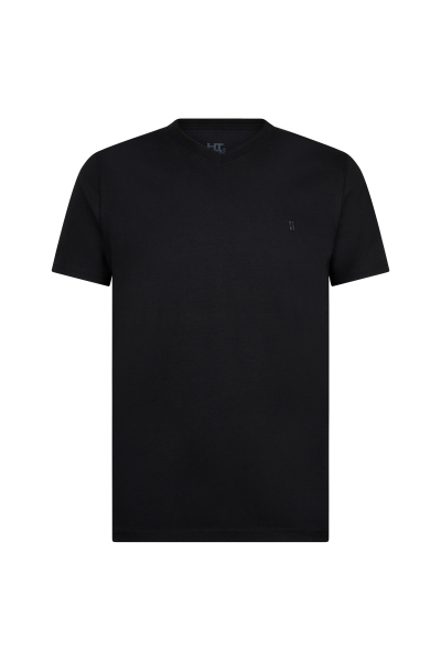 Siyah Regular Fit Bisiklet Yaka Pamuklu Tişört 