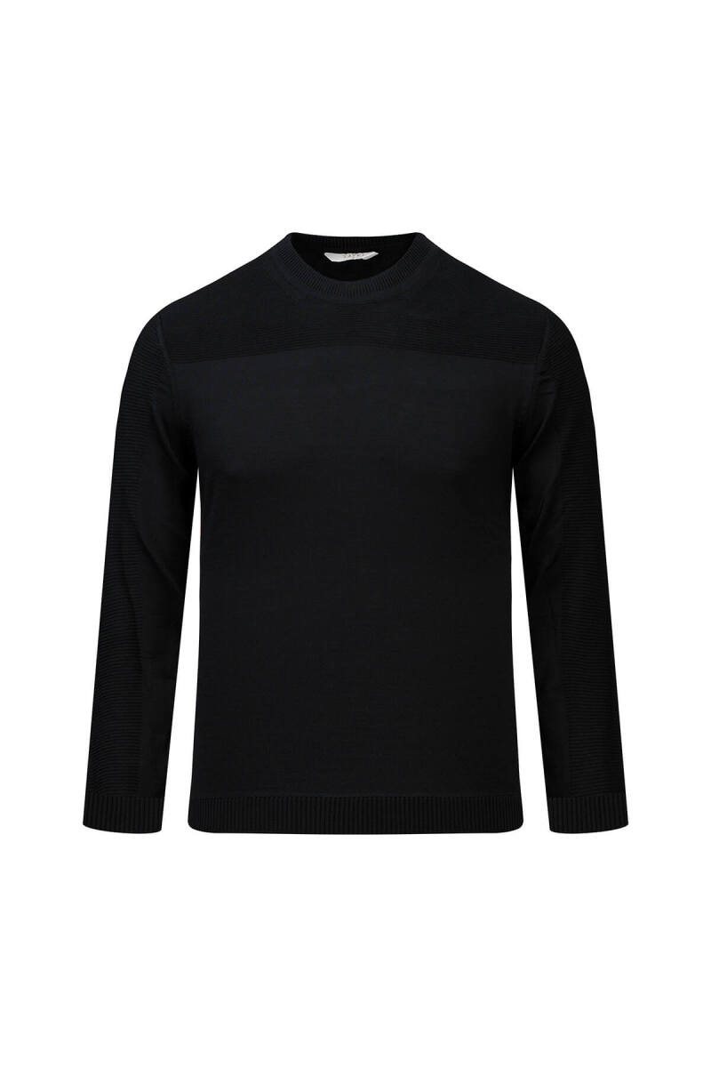 Siyah Regular Fİt Bisiklet Yaka Rayon Kazak - Saykı