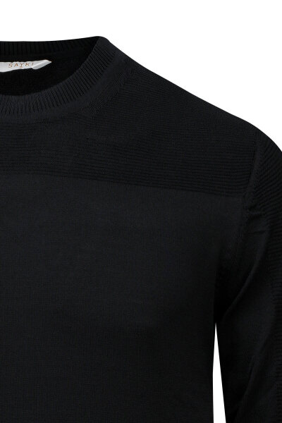 Siyah Regular Fİt Bisiklet Yaka Rayon Kazak - 2