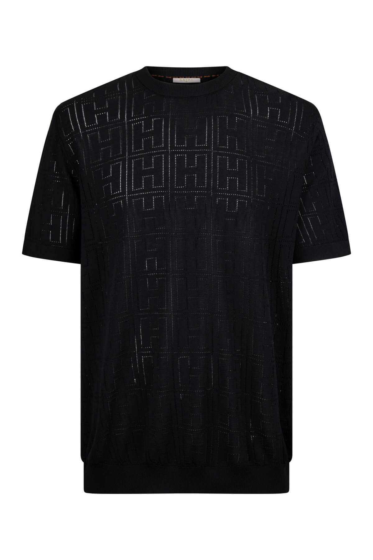 Siyah Regular Fit Bisiklet Yaka Rayon Tişört - 1