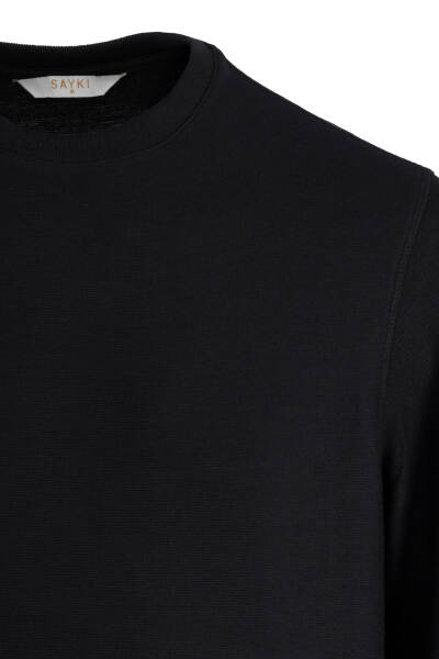 Siyah Regular Fit Bisiklet Yaka Sweatshirt - 2