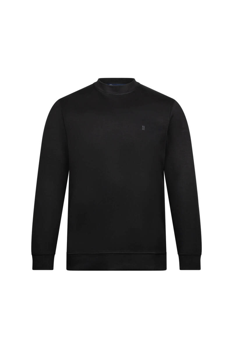 Siyah Regular Fit Bisiklet Yaka Sweatshirt - HTML