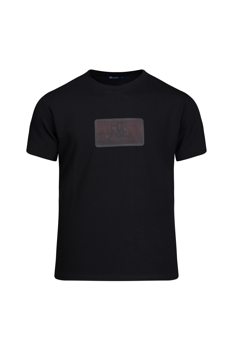 Siyah Regular Fit Bisiklet Yaka Tişört
