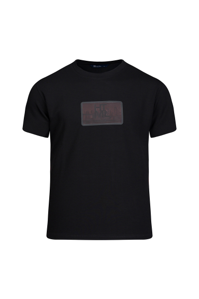 Siyah Regular Fit Bisiklet Yaka Tişört - 1