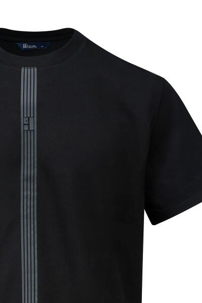 Siyah Regular Fit Bisiklet Yaka Tişört - 2