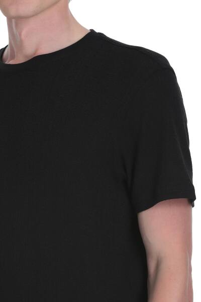 Siyah Regular Fit Bisiklet Yaka Tişört - 4