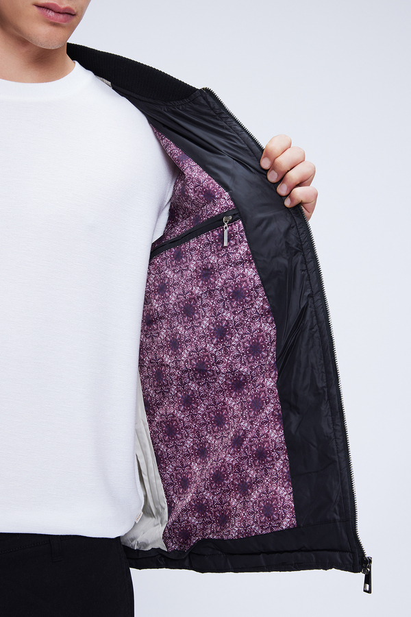 Siyah Regular Fit Bomber Yaka Kapitone Mont - Hatemoğlu (1)