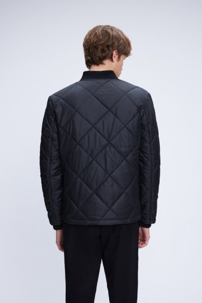 Siyah Regular Fit Bomber Yaka Kapitone Mont - 5