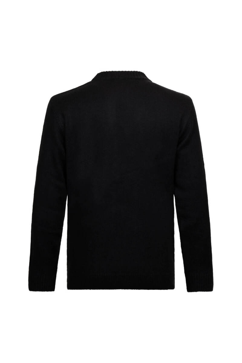 Siyah Regular Fit Çeyrek Balıkçı Yaka Triko Kazak - HTML (1)