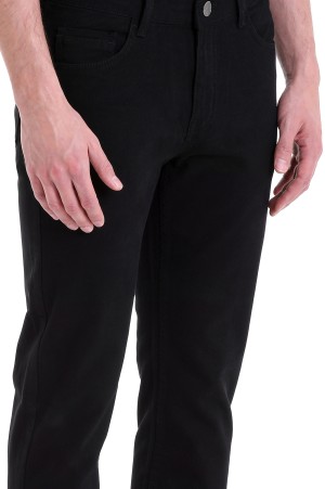 Siyah Regular Fit Desenli Pamuklu 5 Cep Kanvas Pantolon - Thumbnail