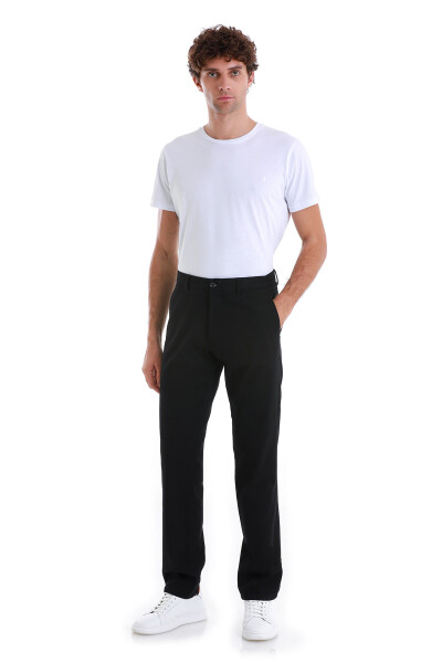 Siyah Regular Fit Pamuklu Yandan Cepli Kanvas Pantolon - 2