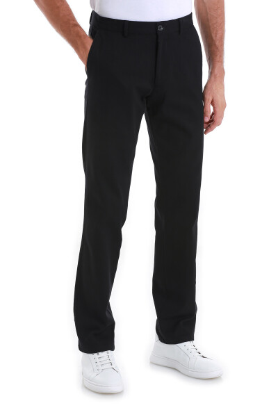 Siyah Regular Fit Pamuklu Yandan Cepli Kanvas Pantolon - 3