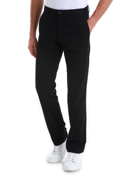 Siyah Regular Fit Pamuklu Yandan Cepli Kanvas Pantolon - 4