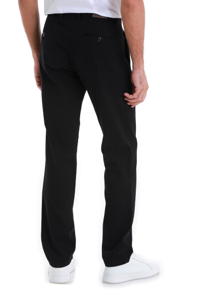 Siyah Regular Fit Pamuklu Yandan Cepli Kanvas Pantolon - 5
