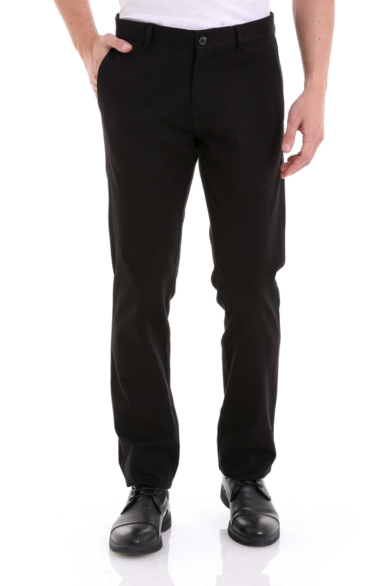 Siyah Regular Fit Yandan Cepli Basic Pamuklu Kanvas Pantolon - Hatemoğlu (1)