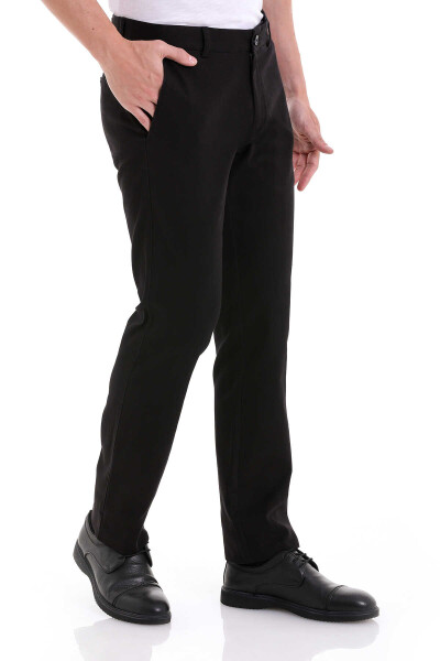Siyah Regular Fit Yandan Cepli Basic Pamuklu Kanvas Pantolon - 4