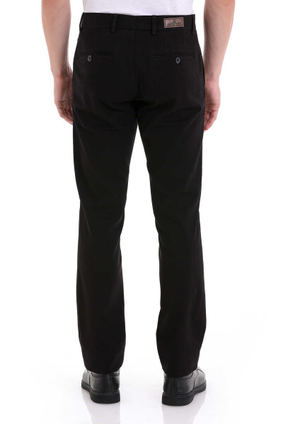 Siyah Regular Fit Yandan Cepli Basic Pamuklu Kanvas Pantolon - 5