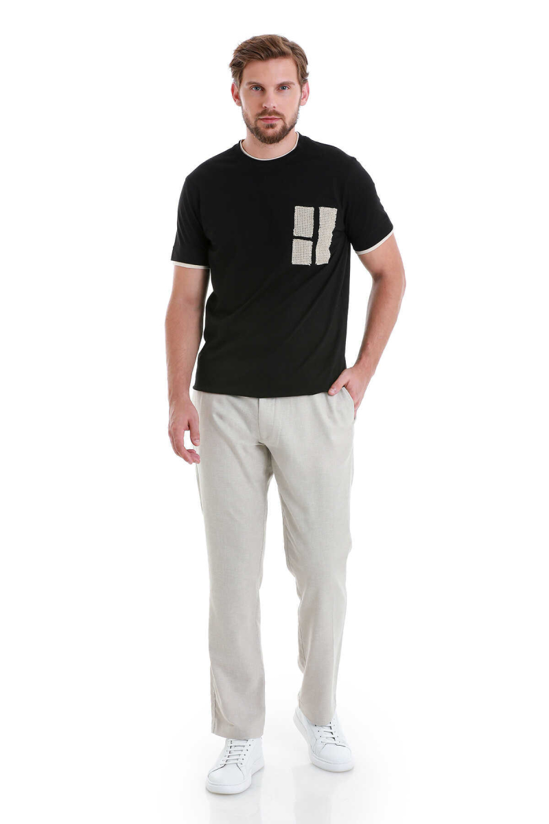 Siyah Regular Fit 100% Pamuk Bisiklet Yaka Tişört - Hatem Saykı (1)