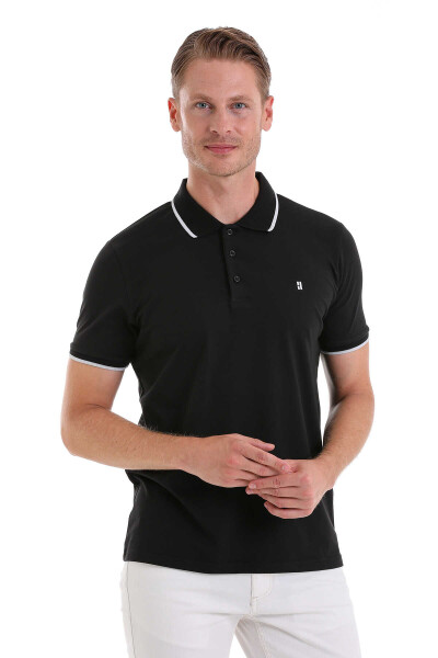 Siyah Regular Fit 100% Pamuk Polo Yaka Tişört 