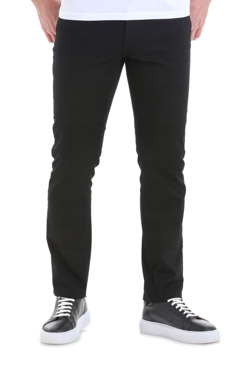 Hatem Saykı - Siyah Regular Fit Düz 5 Cep Pamuklu Kanvas Pantolon