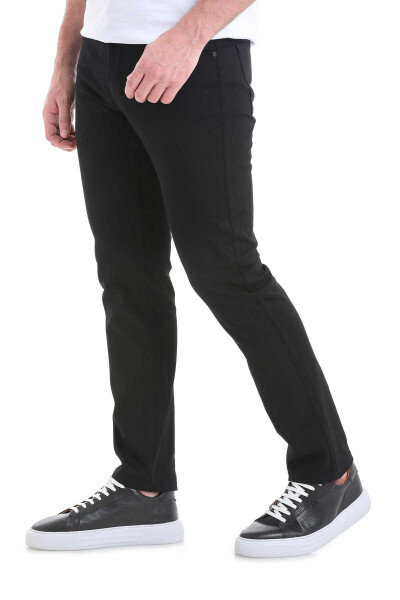 Siyah Regular Fit 5 Cep Pamuklu Kanvas Pantolon - 4
