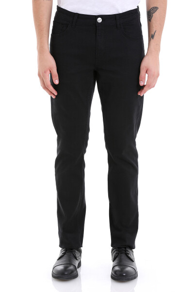 Siyah Regular Fit 5 Cep Pamuklu Kot Pantolon 